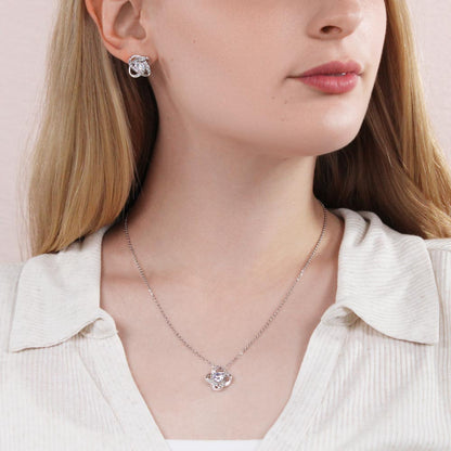 Eternal Embrace: Love Knot Necklace and Earring Set